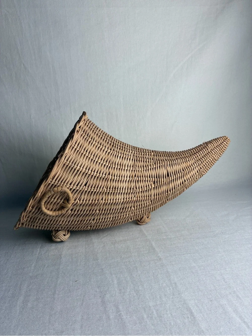 Vintage Wicker Cornucopia Basket Fall Thanksgiving Centerpiece